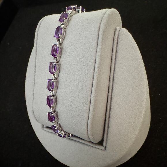 Beautiful Genuine Amethyst Bracelet 7.25in, 4.5mm 7.98ctw~Retail $1300~NEW - Picture 2 of 14